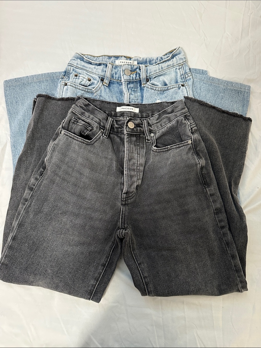 PacSun High-Rise Black and Light Blue Denim Jeans Pair (Size 22)